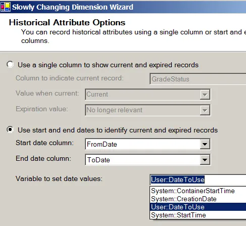 Configuring start and end dates