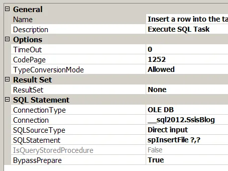 Stored procedure call