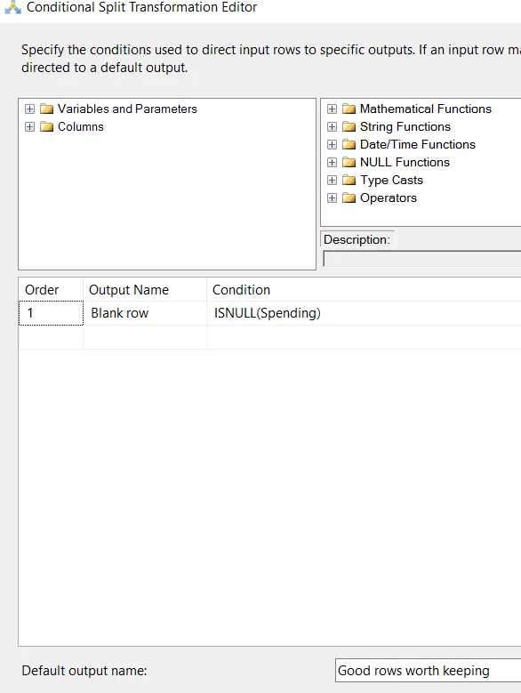 Conditional split transform