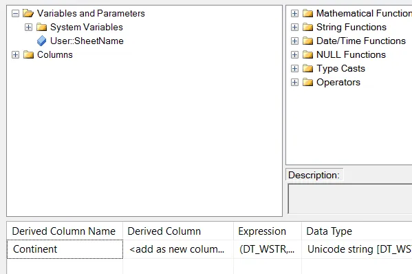 Derived column expression