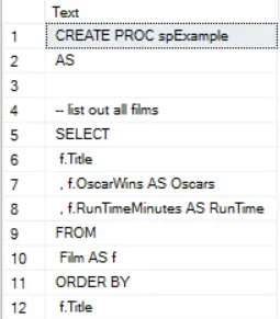 Lines within procedure