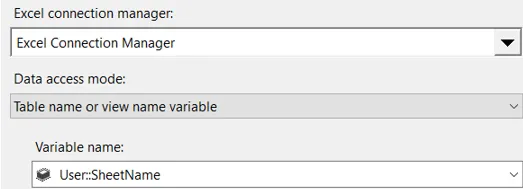 Excel source configuration