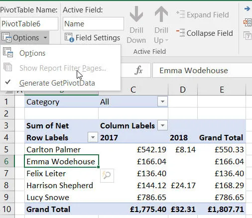 PowerPivot pivot table