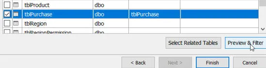 Importing table