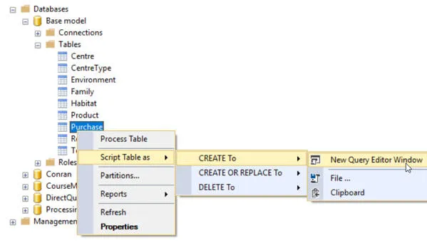 Scripting a table