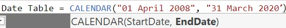 Power BI Calendar Date Table 