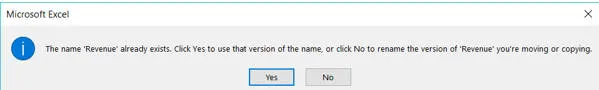 Name conflict dialog box