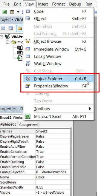 Showing Properties window