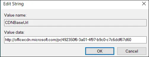 Registry key dialog box