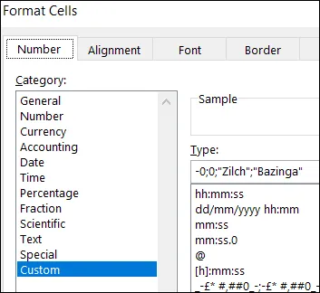 Custom number format