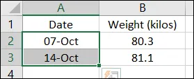 Formatting the date cells