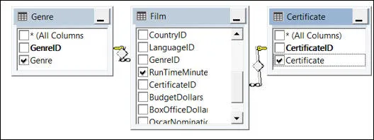 Choosing tables and columns