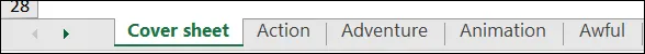 Worksheet tabs