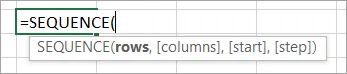 The SEQUENCE function syntax
