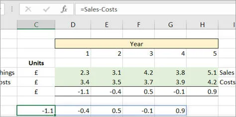 Formula in different column