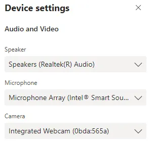 Device settings