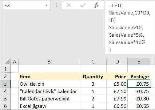 The formula using LET