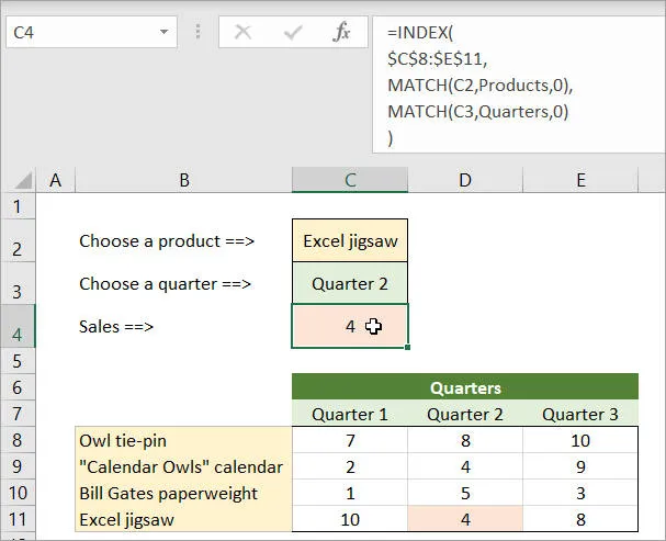 MATCH / INDEX example