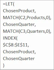 Formula using two variables