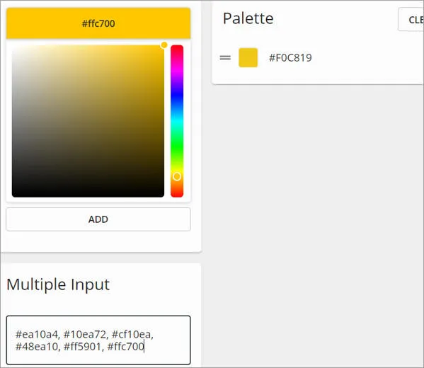 Setting palette colours