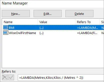 Lambda function for BMI