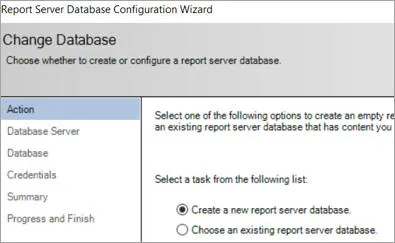 Create a new report server database