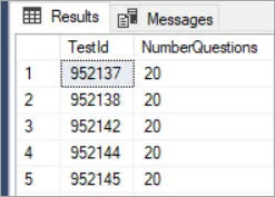 Results of query