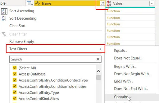 Filtering list