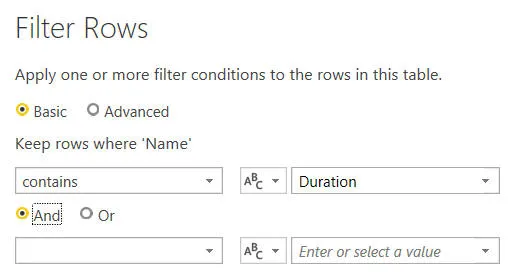 Filtering for duration