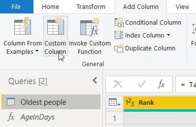 Adding a custom column