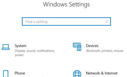 Windows settings