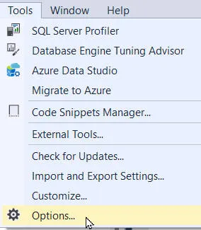 SSMS options