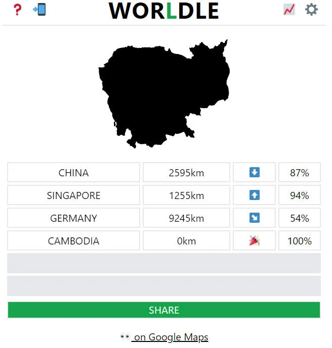 Worldle guesses