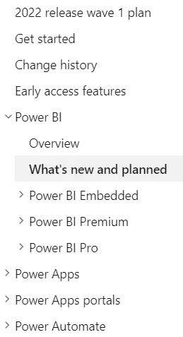 Power BI changes