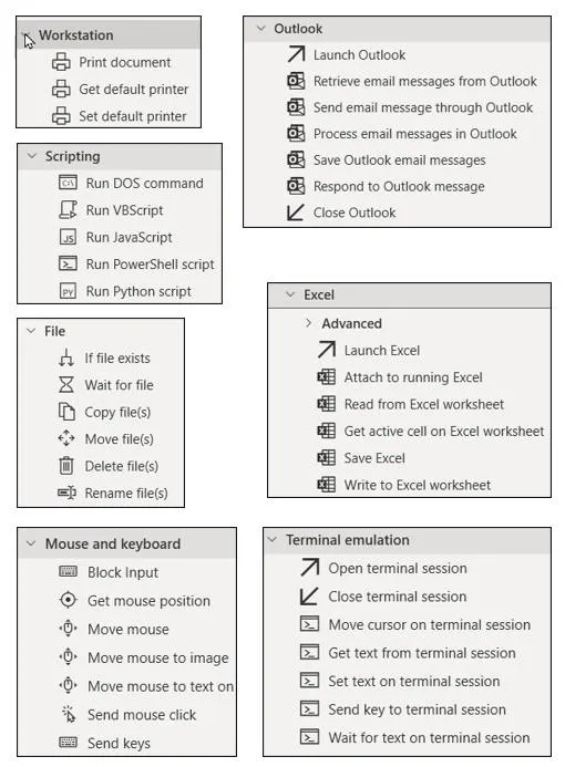 Power Automate Desktop actions