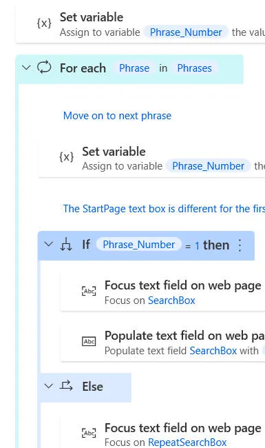 Selecting multiple actions