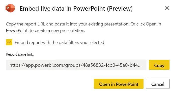 Embedding a PBI report in PowerPoint