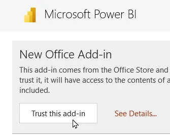 Trusting Power BI add-in