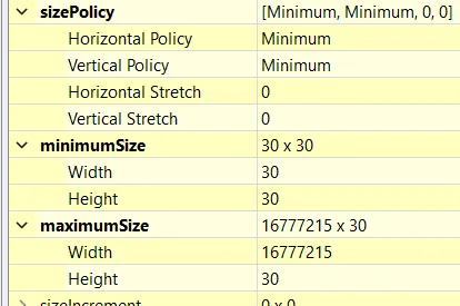 Size properties