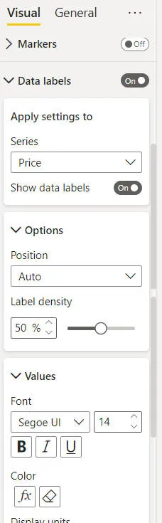 Data label formatting