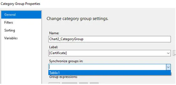 Synchronise groups by tablix