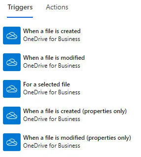 OneDrive triggers