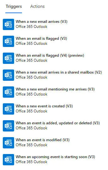 Outlook triggers