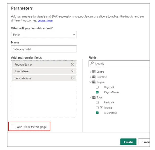 Adding a field parameter