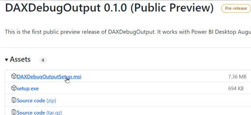 DAX debug output tool