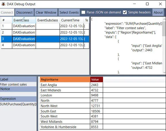 Debug output