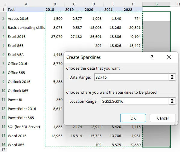 Selecting a data range