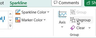 Ungrouping sparklines