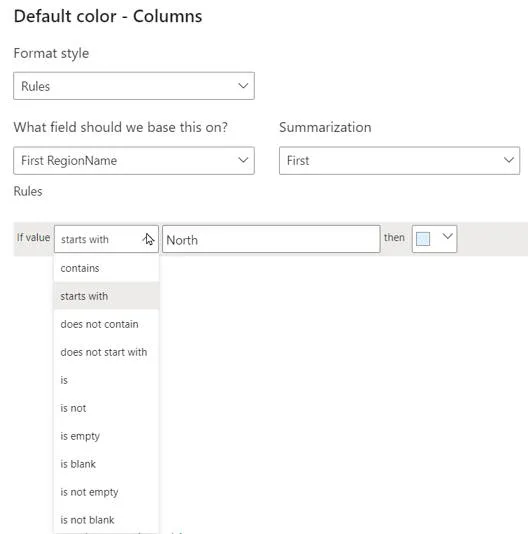 Creating text rule