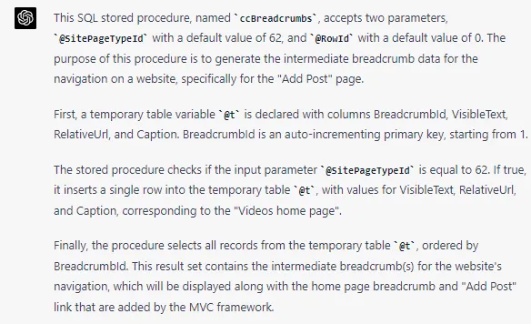 Translating SQL to English